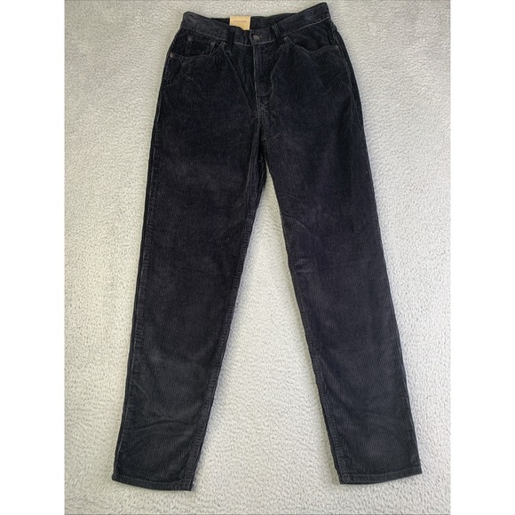 Levi's Corduroy High Waisted Mom Jeans Women's 28 X 30 Tapered Leg Black NWT - Picture 1 of 12